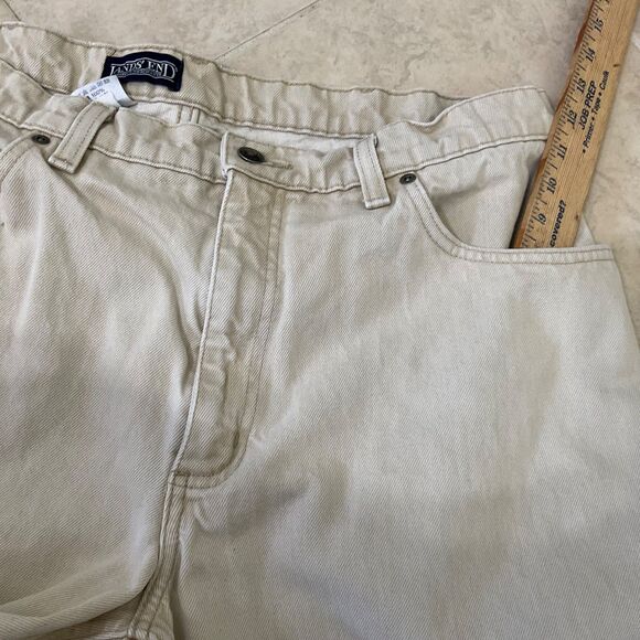 Lands' End Men’s Square Rigger Beige Jeans Made USA Tapered Size 34x30 - Picture 12 of 14